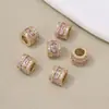 Cuentas de Barril de Circonita Chapadas en Oro de 18 Quilates Cuentas de la Fortuna Cuentas Espaciadoras de Hamburguesa Collar Pulsera Colgante DIY Joyería Pequeña Venta al por Mayor