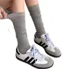 Calcetines de Algodón de Xinjiang 100% Algodón de Longitud Media para Mujer, Verano Transpirables Sin Costuras con Raya Vertical Finos Largos, Versátiles de Longitud Media