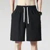 Shorts masculinos de verão estilo coreano tamanho grande, soltinhos, de seda gelada fina, para esportes de basquete e uso casual