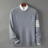 Suéter 100% Lã Pura Outono Inverno Moda Masculina Versátil Manga Raglã Tricô Base de Cashmere Roupa Masculina Suéter Temporada Outono Inverno