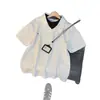 Camiseta Masculina de Verão Estilo Americano, Falsa Duas Peças, Com Studs, Desconstruída, Gola Polo, Manga Curta, Design Único, Peso Pesado e Estruturada, Manga Meia