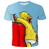 Camiseta de hombre de manga corta con cuello redondo, impresión digital 3D de los Simpson de dibujos animados de moda, venta directa de fábrica