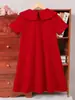 Vestido de Niña Verano Nuevo Estilo Vestido de Cumpleaños para Bebé Vestido Rojo Elegante con Lazo para Niña Vestido de Princesa
