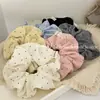Scrunchie de tricô com bolinhas macio e ondulado estilo coreano, elástico de cabelo de alta qualidade e casual, corda para rabo de cavalo baixo, acessório de cabelo elegante e versátil