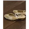 Versión de Cuero Suave~Ambiente Estilo Francés, Correas Delgadas, Sandalias Romanas de Gama Alta Estilo Vacaciones para Mujer, Sandalias de Playa Huecas Tejidas de Tacón Bajo