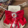 Nuevo Pasador de Pelo Rojo Estilo Coreano con Lazo de Tela Hecho a Mano para Niños Pinza para Flequillo Lateral Bolas de Pelo Accesorios para el Cabello para Mujeres