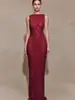 Vestido largo ajustado sin mangas con lentejuelas plateadas para mujer, con abertura en la espalda, corte ceñido, adecuado para fiestas nocturnas y como anfitriona, vestido de gala largo