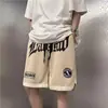 Shorts Casuais da Moda de Verão Marca Vibe Americana Retro Manga Curta Solto Versátil Calça de Cinco Pontos High Street Cool Estilo Basquete