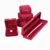 Caja de Joyería con Esquinas Redondeadas y Hebilla Dorada, Delicada Caja de Terciopelo para Anillos, Caja para Collares, Caja para Pulseras, Caja de Regalo de Embalaje para Joyería de Hierro