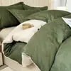 Conjunto de quatro peças de algodão escovado jacquard em relevo tecido espesso de alta qualidade com capa de edredom de borda larga, lençol de cima, lençol com elástico, conjunto de três peças de algodão puro espessado