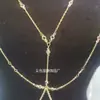 Corrente de corpo metálica com strass para biquíni WMS europeia e americana nova, colar de sutiã sexy