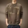 Moletom Gola Redonda Masculino Novo Outono e Inverno Marca Tendência Pulôver Solto Top Roupa Externa Tendência Casual Camisa de Manga Longa para Usar por Baixo