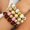 Pulsera cuadrada de acrílico con degradado macaron estilo INS, pulsera de resina con patrón de mármol vintage y cuentas doradas, venta al por mayor de joyería