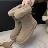 Botas de nieve populares, botas de algodón de suela gruesa para mujer, nueva colección de invierno 2026, forradas de forro polar y cálidas, botas cortas esponjosas, botas cortas engrosadas para mujer