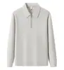 Camisa de solapa para ir a la oficina Camisa tipo polo para camarero de catering Media cremallera Logo personalizado para equipo corporativo