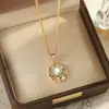 Nuevo Collar Estilo Retro Chino Jardín de Monet Estilo Pintura al Óleo para Mujer, Perla de Agua Dulce Natural, Lujo Ligero, Cadena de Clavícula de Gama Alta