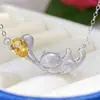 Pingente de Citrino Natural 2025 Colar de Prata S925 Corrente para Clavícula Feminina Joia Pingente Atacado