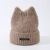 Moda Nueva Otoño e Invierno Sombrero Largo de Lana de Camello de Lana Sombrero de Punto Holgado Cálido a Prueba de Frío Gorro de Punto de Color Puro con Protección para las Orejas