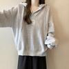Sudadera con capucha y cuello en V con fotografía real transfronteriza para mujer, primavera y otoño, fina, nueva, estilo coreano, holgada, estilo americano, abrigo superior holgado