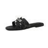 Pantuflas Planas de Piel de Oveja para Mujer Verano Uso Exterior 2026 Nuevo Estilo con Faldas Sandalias Deslizantes Sandalias de Playa para Viajes Antideslizantes