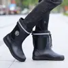 Botas de chuva, tamanhos 39-48, design simples, impermeáveis, com punhos elásticos, tamanho extra grande, unissex, quentes, impermeáveis, forradas com fleece, removíveis e antiderrapantes, botas femininas