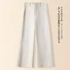 Pantalones Casuales de Pierna Recta para Mujer de Verano, Estilo Japonés Simple, Pierna Ancha, Cintura Alta, Costuras de Contraste, Adelgazantes, Cortos, con Caída