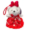 Urso de Pelúcia Fofo de Casamento e Coelho de Orelhas Caídas Chaveiro Criativo para Casal Pingente Festivo de Presente de Casamento para Homens e Mulheres