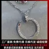 Colar de Anel Duplo V Dourado Versão Alta Moeda Grande LOVE Clássico Pingente de Moeda Redonda Totalmente Diamantado Corrente para Clavícula Estrela Dourada 18K Totalmente Diamantada