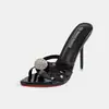 Sandalias de moda de comercio exterior transfronterizo, nuevas de talla grande europea y americana para exteriores, comercio exterior, tacones de aguja con strass de PU, celebridad de internet, 36-46