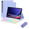 Funda Protectora con Teclado Bluetooth RGB Retroiluminado Desmontable para Samsung Tabs10Lite S11S9Fe Estuche de Cuero