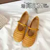 Zapatos Mary Jane Calados Tejidos Vintage Hechos a Medida para Mujer, Nuevo Estilo de Verano, Boca Baja, Aumento Interno de Altura, Sandalias Transpirables