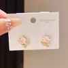 Pendientes de Plata Recubiertos de Oro Real de 18K con Aguja de Plata, Flor de Zirconia, Estrella, Redondos. Pendientes de Moda, Simples, Exquisitos. Joyería de Oreja de Alta Gama