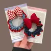 Princesa em Fuga~Elástico de cabelo de laço de brim vermelho doce estilo coreano, corda de cabelo retrô da moda, acessório de cabelo