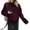 Casaco de Lã Marrom Francês Outono e Inverno Feminino Moda para o Trabalho Casaco de Lã Engrossado de Botão Duplo Jaqueta Roupas Femininas Soltas