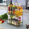Prateleira de Armazenamento de Cozinha Multifuncional de Ferro Transfronteiriça Prateleira para Garrafas de Tempero de Apartamento Pequeno Doméstico Prateleira de Armazenamento Multicamadas Prateleira para Xícaras de Chá e Tigelas