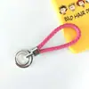Chaveiro de corda trançada com anel duplo chaveiro de couro PU colorido novo pingente para bolsa feminina chaveiro para pendurar na cintura