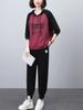 Traje deportivo informal para mujer, primavera y otoño 2024, nueva sudadera con capucha de dos piezas estilo occidental holgada para madre pequeña, de moda
