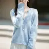 Nuevo Suéter de Felpa Atmosférico Otoño/Invierno 2026 para Mujer, Color Sólido, Moderno, Sencillo, Versátil, Cárdigan de Punto Holgado