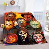 Manta de Franela Figura Sala de Estar Sofá Ligera Suave Amigos Película de Terror Halloween Dormitorio Felpa Regalo