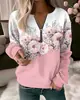 Ropa Nueva Transfronteriza Europea y Americana para Mujer Amazon Más Vendida Sudadera Holgada de Manga Larga con Estampado y Cuello en V Blanca