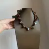¡Tan especial! Collar Cuadrado de Lunares con Estampado de Leopardo Marrón para Mujer, Diseño Exagerado de Nicho, Cadena Creativa para Clavícula, Nuevo Estilo de Principios de Otoño