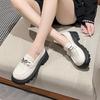 Mocasines Mary Jane de tacón grueso y suela gruesa con mariposa de metal, estilo británico, combinables, para invierno de 2024