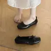 Bailarinas de estilo francés con lazo suave, punta cuadrada para mujer 2026, suela blanda, fruncidas, escote bajo, zapatos planos versátiles tipo abuela