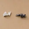 Pingente de prata de lei S925 de lírio-do-vale duplo com pingentes de flor e folha, acessórios de prata DIY feitos à mão para pulseira e colar