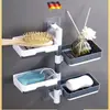 Soap Box Punch-free Soap Rack Armazenamento de WC Rack Ventosa Parede montada Drenagem Creative Dormitory Home Dupla camada