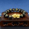 Pulseira Pixiu Duplo Cor Dourada de Verão Conserva Cor Seis Caracteres Motto Novo Estilo Chinês Pulseiras de Moda Masculinas e Femininas Cruz Obsidian