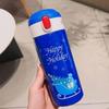 Nueva taza de vacío de acero inoxidable navideña portátil con patrón navideño, taza de agua para estudiantes masculinos y femeninos, taza navideña navideña