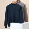 Suéter 100% Lana de Oveja Hengyuanxiang para Hombre 2025 Otoño e Invierno Nuevo Color Sólido Camiseta Básica Cuello Redondo Suéter de Lana para Hombre