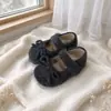 Zapatos de Salón Individuales para Niñas 2026 Otoño/Invierno Nuevos Punta Redonda Moño Mary Jane Zapatos Birkenstock Zapatos Bajos de Cuero Pequeños para Niños
