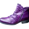 Nuevas Botas de Tobillo de Punta Redonda con Tacón Grueso y Cremallera Doble Lateral para Mujer 2020 wish Botas Martin Transfronterizas